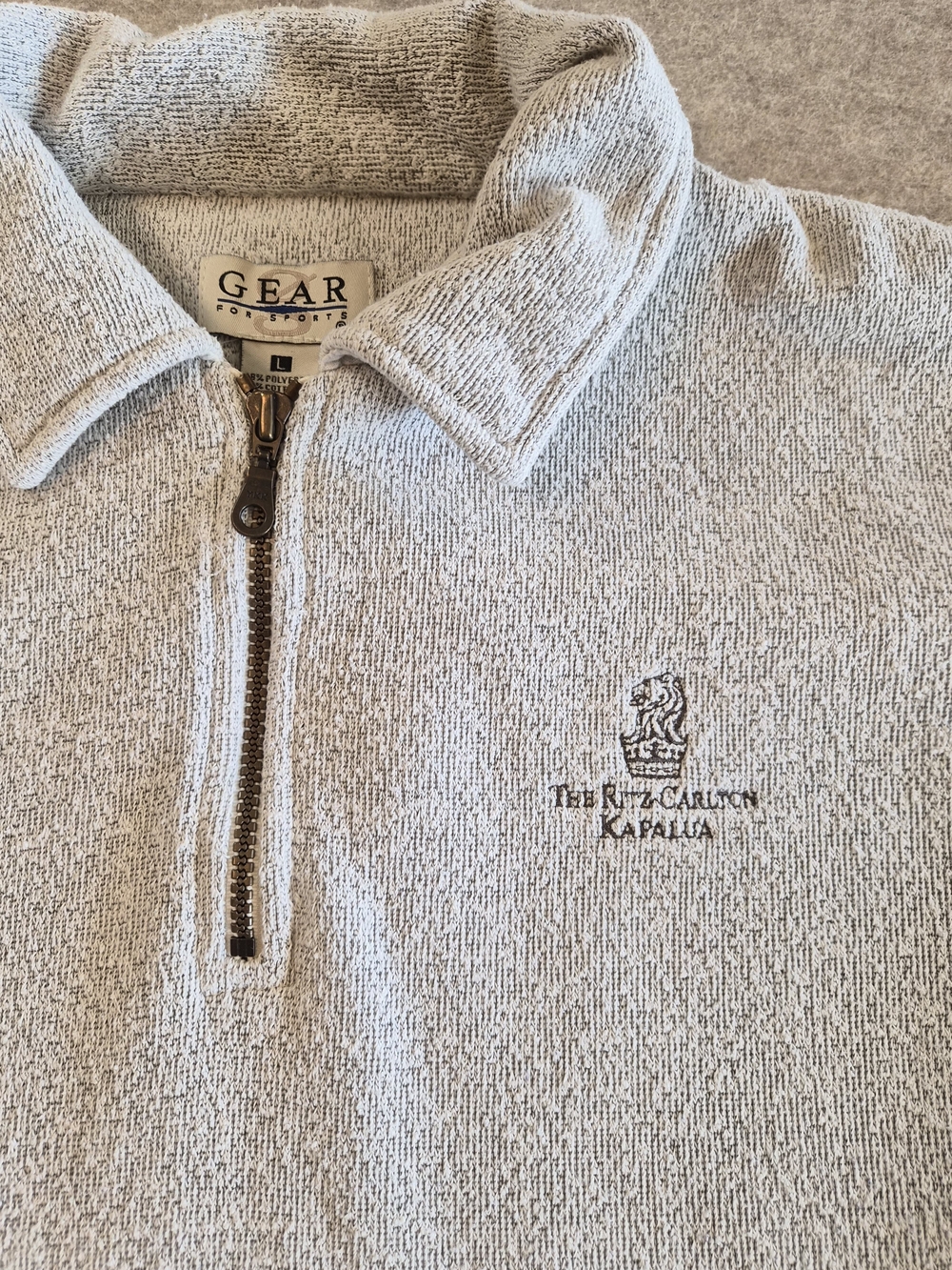 Gear For Sports Light Gray Quarter-Zip Pullover with Ritz-Carlton Embroidery